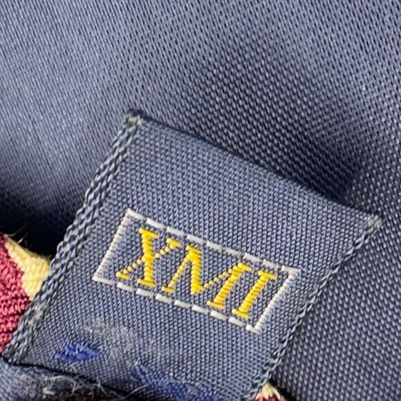 Vintage XMI Mens Designer Silk Dress Tie England Red Geometric Pattern 58 3.75 - Picture 8 of 10